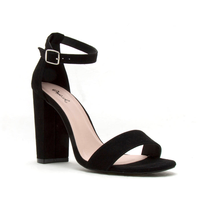 Qupid Cashmere-01 Black  Block Heels