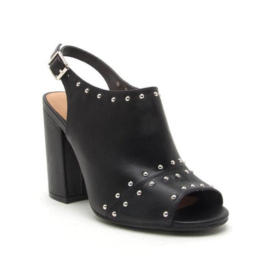 Open Toe Studded Sling Back High Heel Shoe