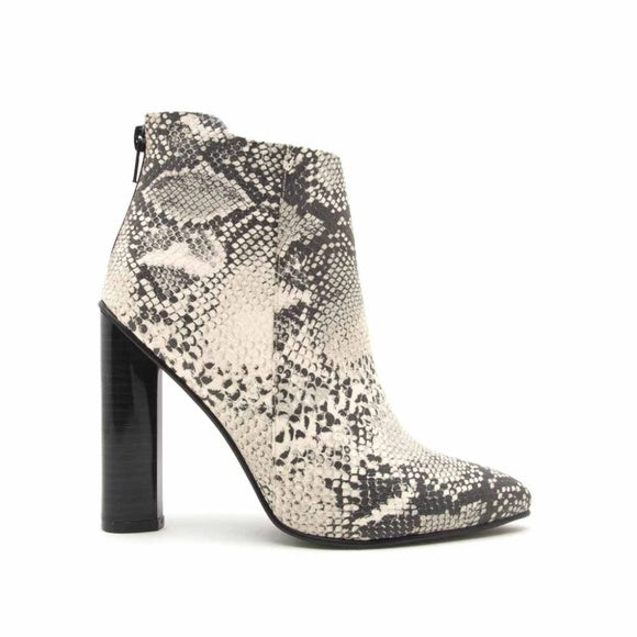 Qupid Faux Snakeskin Ankle Booties